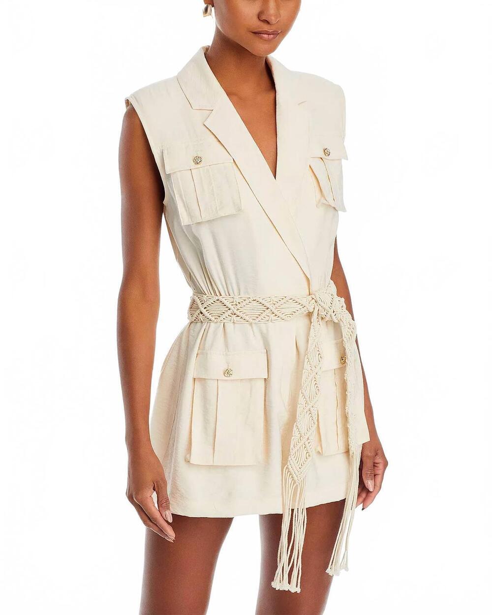 NEW RAMY BROOK lela belted romper in rattan